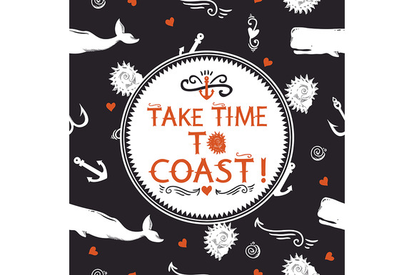 Tile Pattern With Marine Elements Tile Pattern With Marine Elements