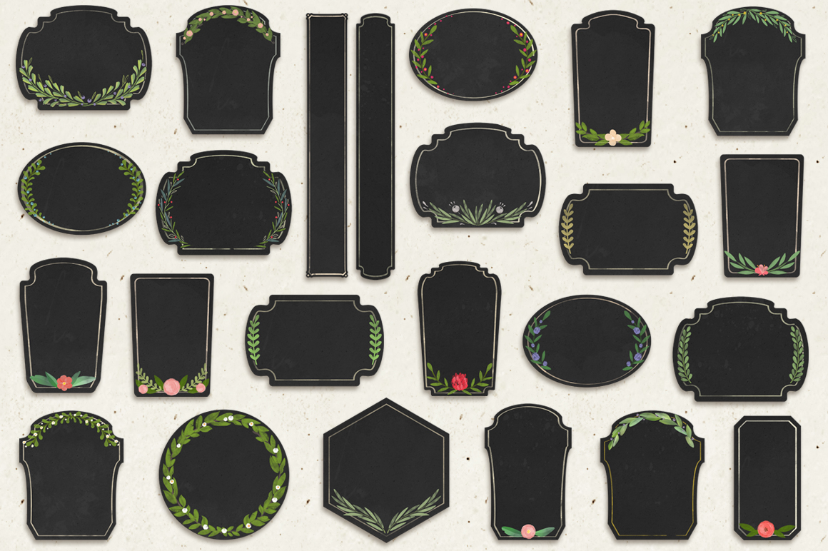 Hand illustrated chalk labels Graphics on Creative Market