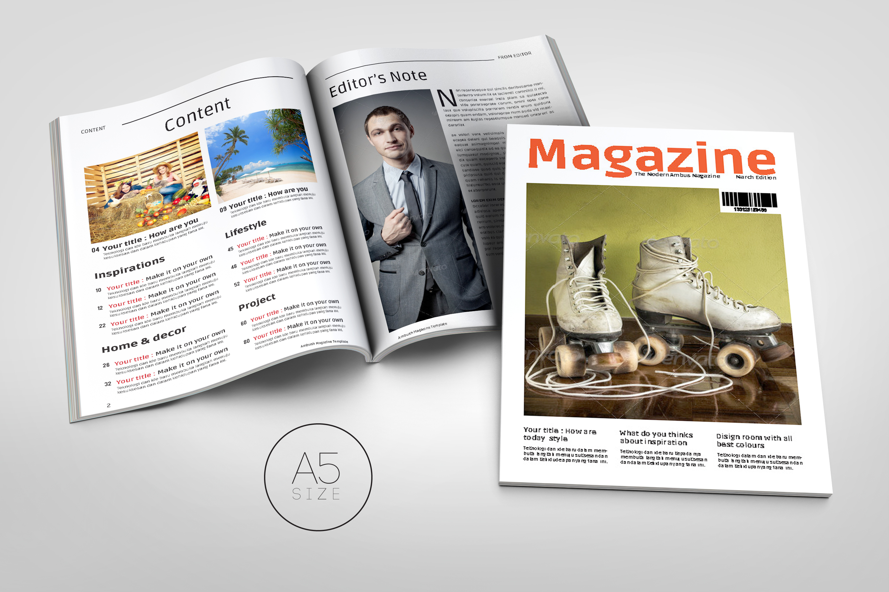 Download A5 Magazine Template ~ Magazine Templates on Creative Market