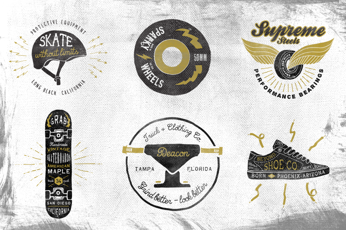 Hand Drawn Skateboard Logos Logo Templates on Creative Market