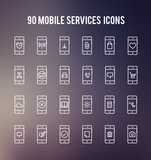 90 Mobile Services Line Iconset