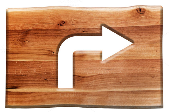 Right Turn Sign In Wooden Board Right Turn Sign In Wooden Board