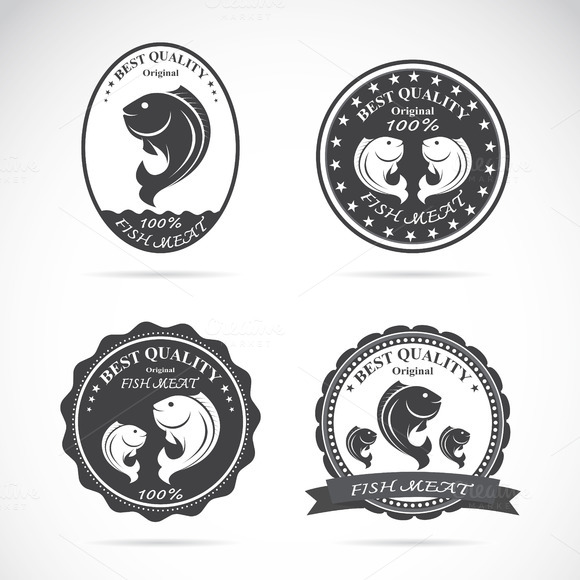 Set Of Vector Fish Labels Set Of Vector Fish Labels