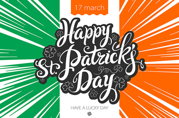 Lettering Patricks Day Ireland Flag