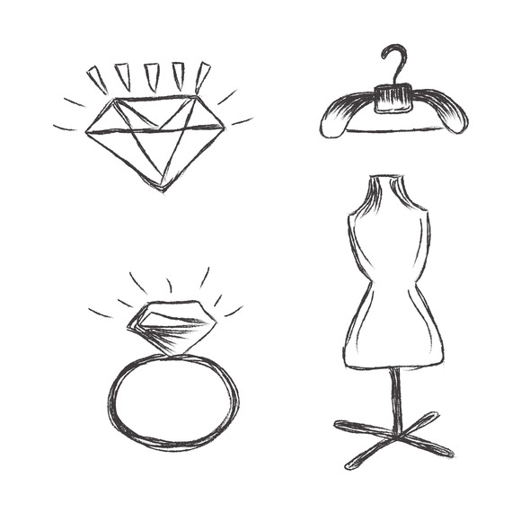 Fashion Sketch Elements Icons Fashion Sketch Elements Icons
