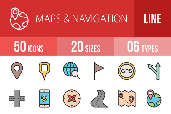 50 Maps Navigation Line Filled Icons 50 Maps Navigation Line Filled Icons