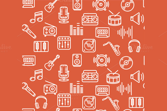 Music Background Outline Icon Set Music Background Outline Icon Set