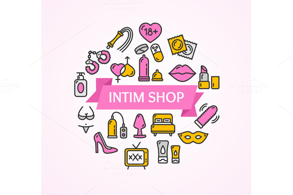 Intim Or Sex Shop Concept Vector