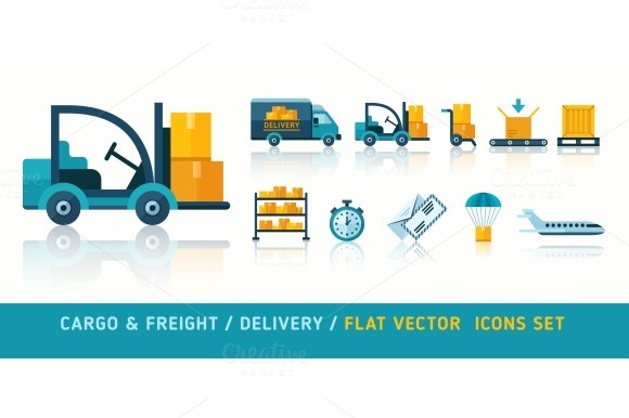 Freight Cargo Delivery Transportation And Logistic Flat Icons Freight Cargo Delivery Transportation And Logistic Flat Icons