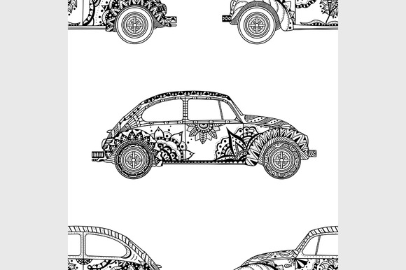Seamless Pattern Of Vintage Car Seamless Pattern Of Vintage Car