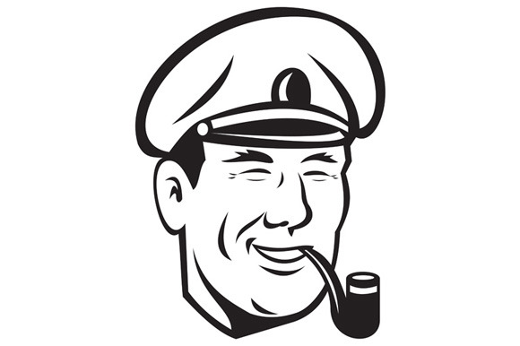 Sea Captain Smiling Smoke Pipe Retro Sea Captain Smiling Smoke Pipe Retro
