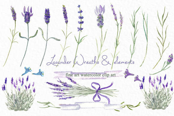 Lavender Wreaths Watercolor Clipart