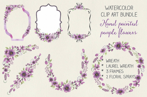Watercolor Clip Art Purple Flowers Watercolor Clip Art Purple Flowers