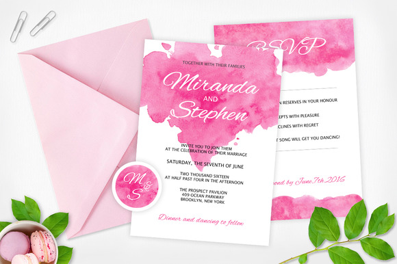 Watercolor Wedding Invitation Pack Watercolor Wedding Invitation Pack
