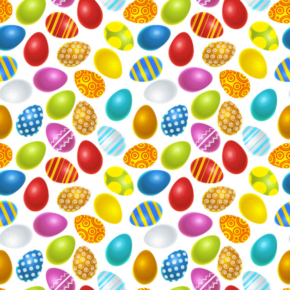 Easter Eggs On White Pattern