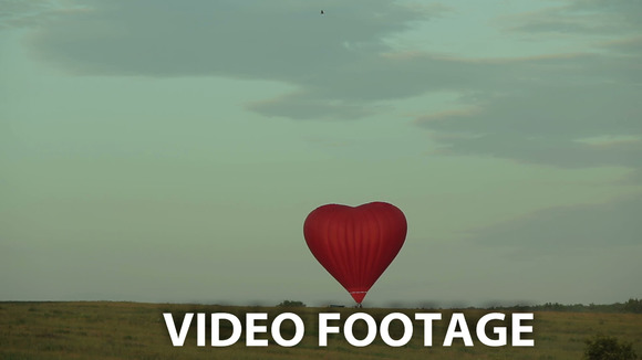 Hot Air Balloon Flying Over Field Hot Air Balloon Flying Over Field