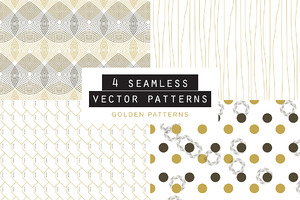 Golden Seamless Pattern set of 4