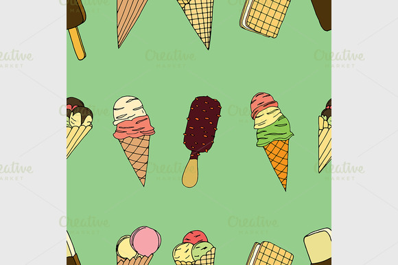 Seamless Pattern With Ice Cream Seamless Pattern With Ice Cream