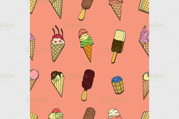 Seamless Pattern With Ice Cream Seamless Pattern With Ice Cream