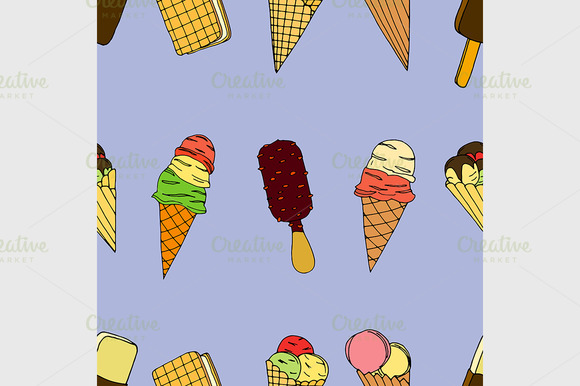 Seamless Pattern With Ice Cream