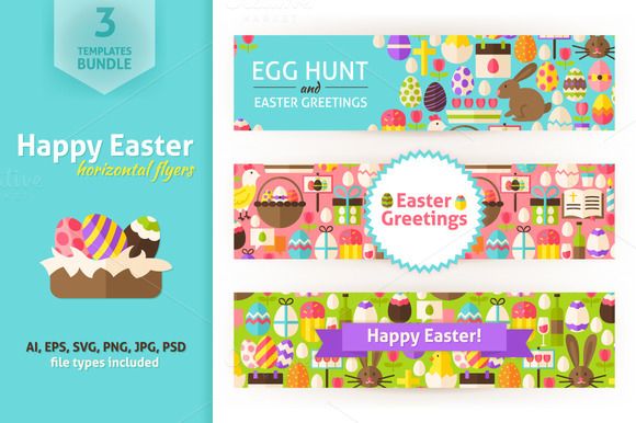 Happy Easter Horizontal Banners
