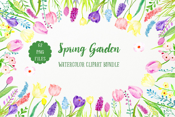 Watercolor Spring Garden Bundle Watercolor Spring Garden Bundle