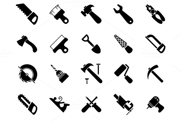 Hand And Power Tools Black Icons