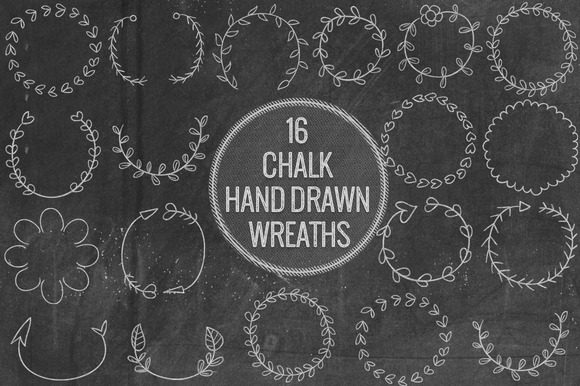 Chalk Hand Drawn Wreathes Chalk Hand Drawn Wreathes