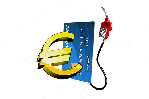 Credit Card And Gasoline Pump Nozzle Credit Card And Gasoline Pump Nozzle
