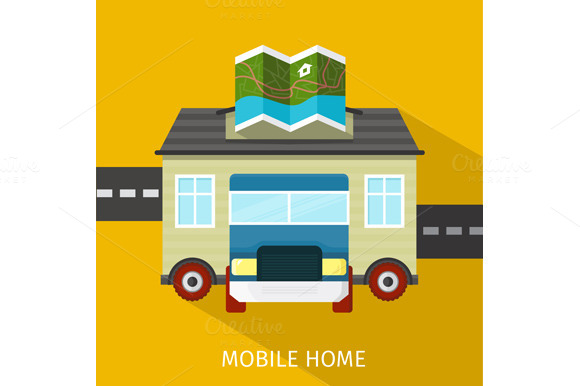 Mobile Home Flat Design Banner Mobile Home Flat Design Banner