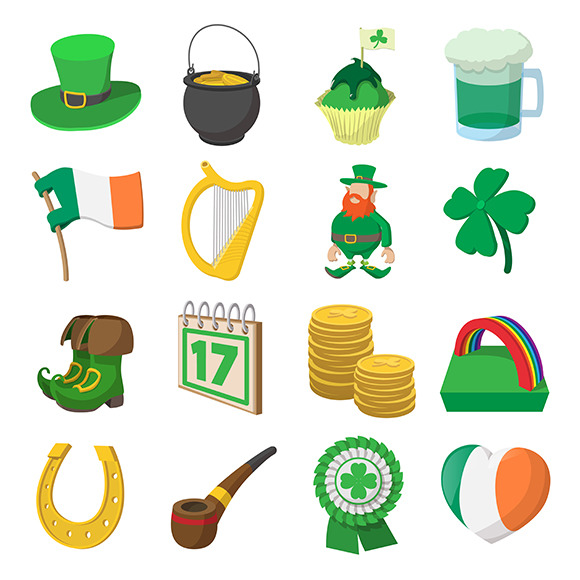 St Patrick Day Cartoon Icons St Patrick Day Cartoon Icons