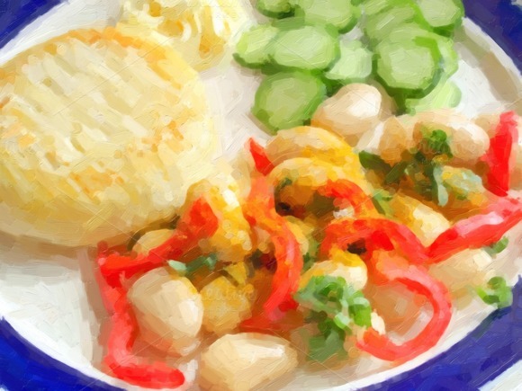 Retro Look Still Life With Vegetarian Food Oil Paint Retro Look Still Life With Vegetarian Food Oil Paint
