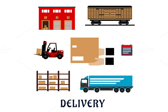 Delivery Ans Shipping Flat Icons Delivery Ans Shipping Flat Icons