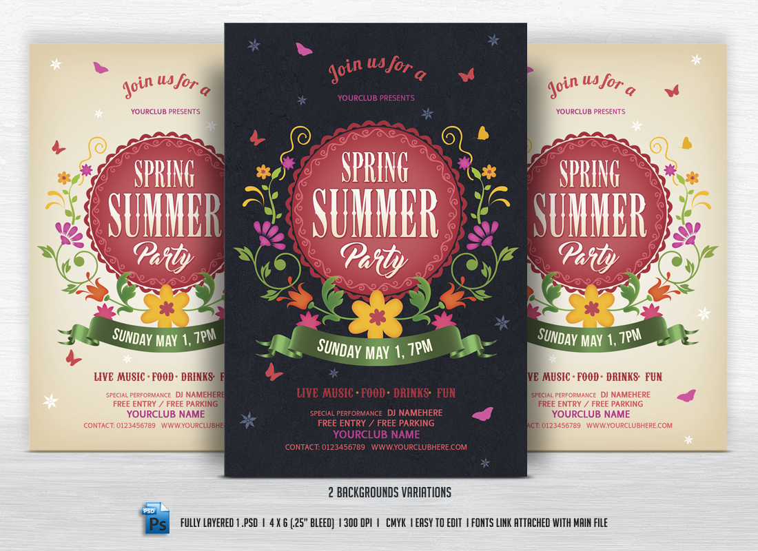 Spring Summer Party Flyer Flyer Templates On Creative Market
