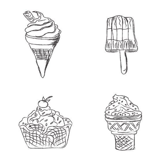 Ice Cream Set Sketch Style Ice Cream Set Sketch Style