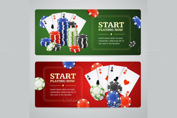 Poker Casino Banner Set Vector Poker Casino Banner Set Vector
