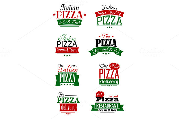 Italian Pizza Labels And Signs Italian Pizza Labels And Signs