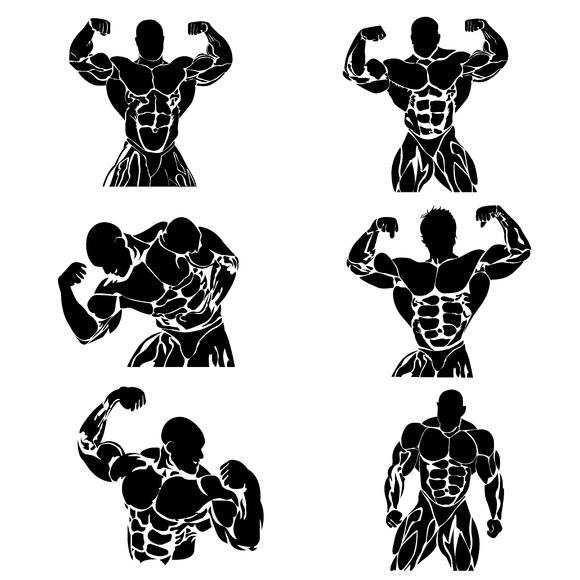 Set Of Bodybuilders Icons Vector
