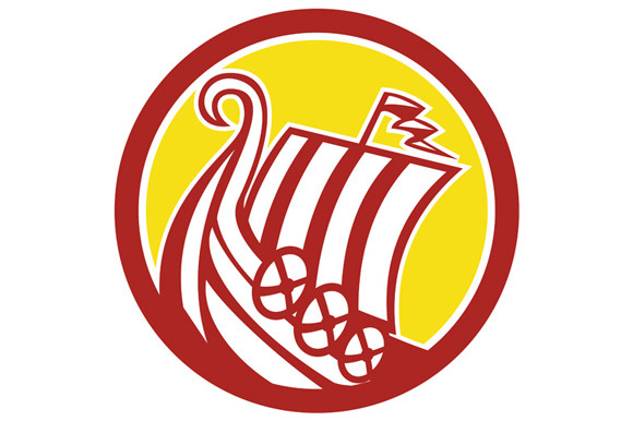 Viking Ship Circle Retro Viking Ship Circle Retro