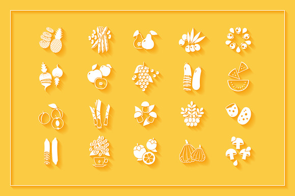 Set Of Fruits And Vegetables Icons Set Of Fruits And Vegetables Icons
