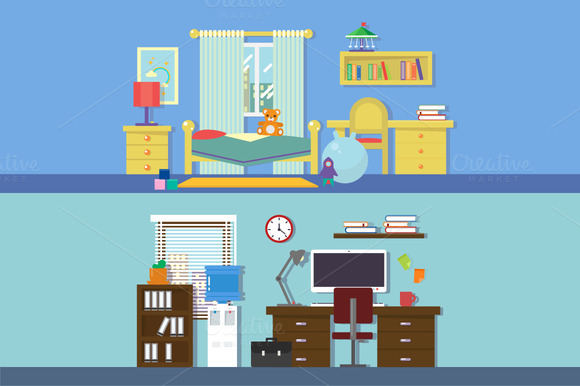 Illustrations For Rooms Of Apartment Illustrations For Rooms Of Apartment