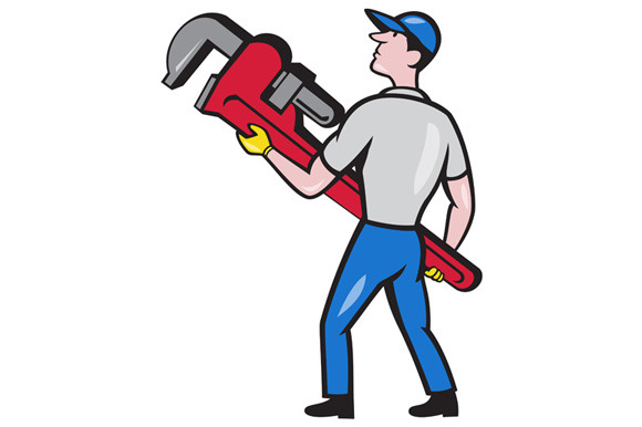 Plumber Carry Monkey Wrench Walking Plumber Carry Monkey Wrench Walking