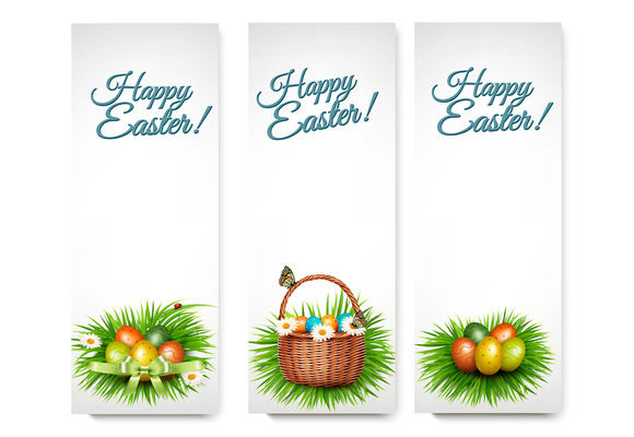 Three Happy Easter Banners