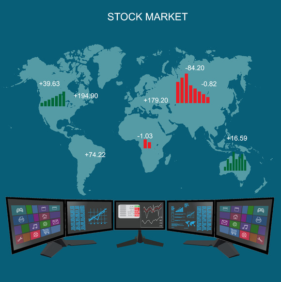 Stock Exchange Market Flat Style Stock Exchange Market Flat Style