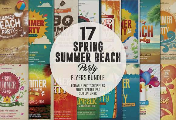 Spring Summer Party Flyer Bundle Flyer Templates On