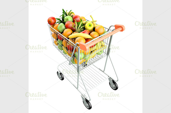 Shopping Cart With Fruits Shopping Cart With Fruits