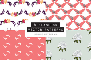 Spring Seamless Patterns Set of 4