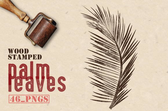 Wood Stamped Palm Leaves Wood Stamped Palm Leaves