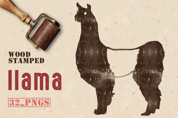 Wood Stamped Llama Wood Stamped Llama