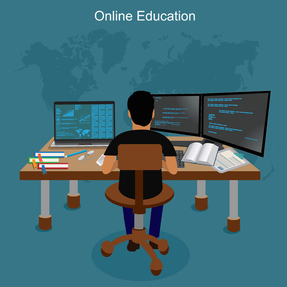 Online Education E-learning Vector Online Education E-learning Vector